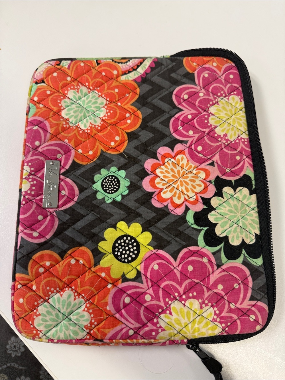 Vera Bradley Ziggy Zinnia Tablet Sleeve in Pink, Orange, Yellow & Green